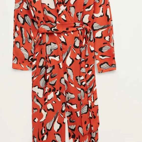 Vivien Abstract Print Long Sleeve Wrap Jumpsuit - Picture 2 of 3